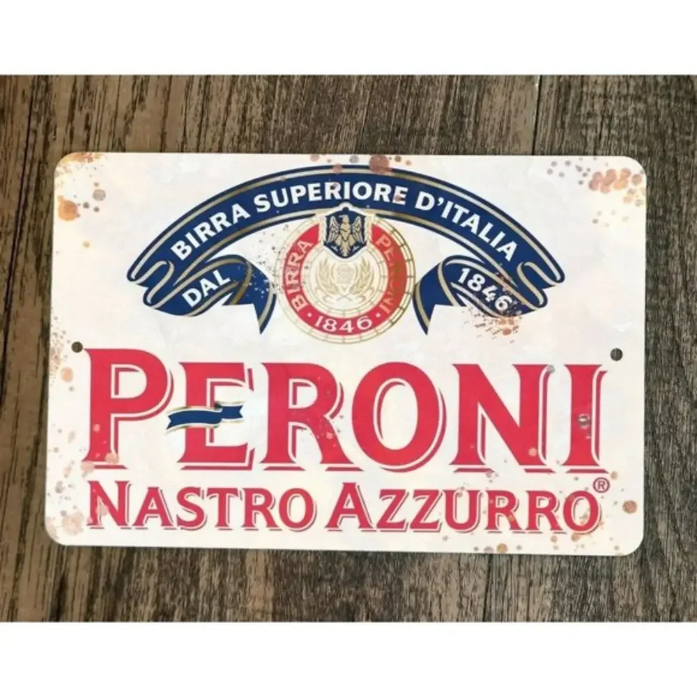Vintage Peroni Nastro Azzuro Birra Italian Beer 8x12 Metal Wall Alcohol Bar Sign
